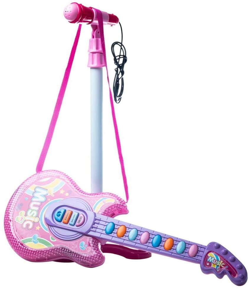 PeleusTech® Childrens Karaoke Set Loudspeaker Box Electronic Guitar Microphone Stand Gift for Kids 