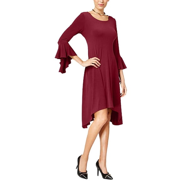 Alfani Womens Asymmetrical Bell Sleeve Dress