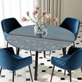 thumbnail image 5 of Elastic Fitted Round Tablecloth, Boho Blue Flower Waterproof Stretch Table Cover for 45"-54" Tables, Abstract Bohemia Pesley Floral Washable Outdoor Tablecloths for Patio, Picnic, Camping, 5 of 9