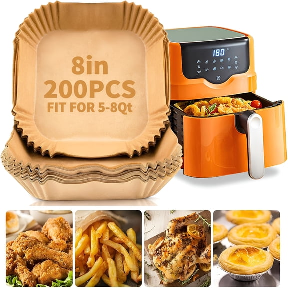 ACDANC Disposable Non-Stick Square Parchment Paper Air Fryer Liners,200 Pieces