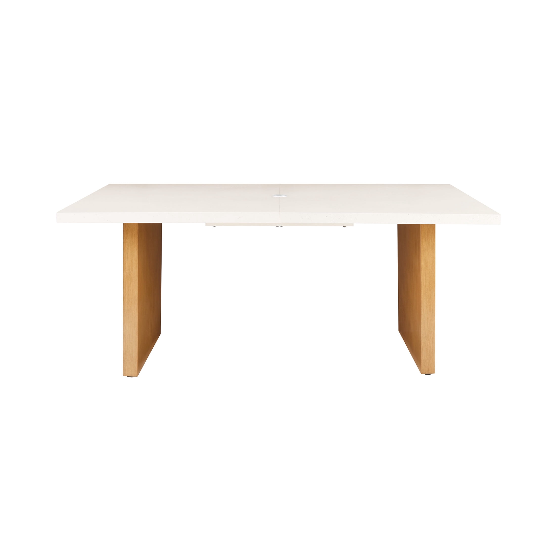 Better Homes & Gardens Vista Steel Metal Top Outdoor Dining Table, Cream Stone Metal Top with Teak Legs