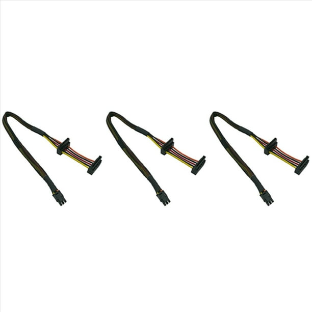 3X HDD Cable de AlimentacióN de ÁNgulo Recto de 15 Pines X2 A Mini Adaptador ATX de 6 Pines para 3653 Compatible con 3650 Serie