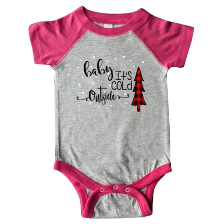 

Inktastic Baby it s Cold Outside Flannel Christmas Tree and Snow Gift Baby Boy or Baby Girl Bodysuit