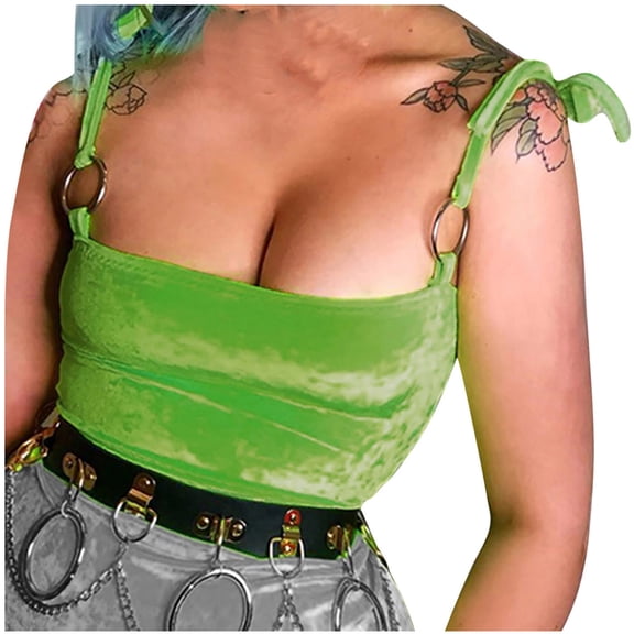 Vest Tops Women Sexy Square Neck Crop Tops Velvet Crops Off Shoulder Solid Camisole Tank Wrap Spaghetti Straps Stretchy Vests Sleeveless Tank Top Going Out Crop Y2k Tops Streetwear