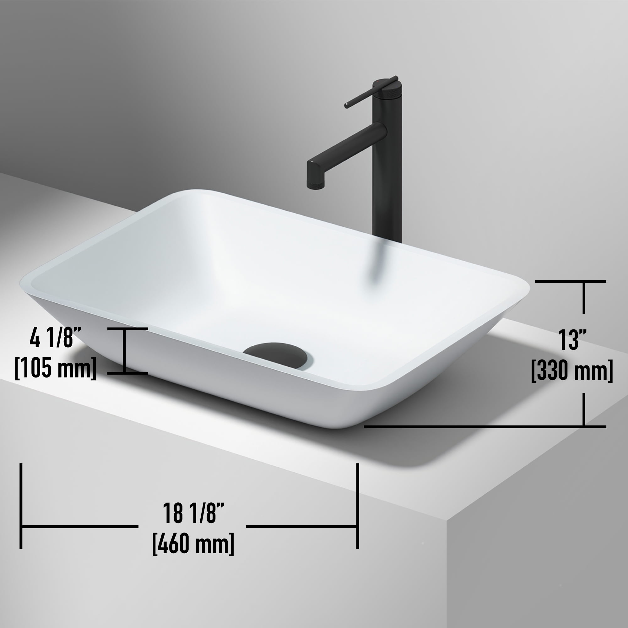 Vigo Vg07114 Sottile 18" L X 13" W X 4" H Rectangular Glass Vessel Bathroom Sink - White