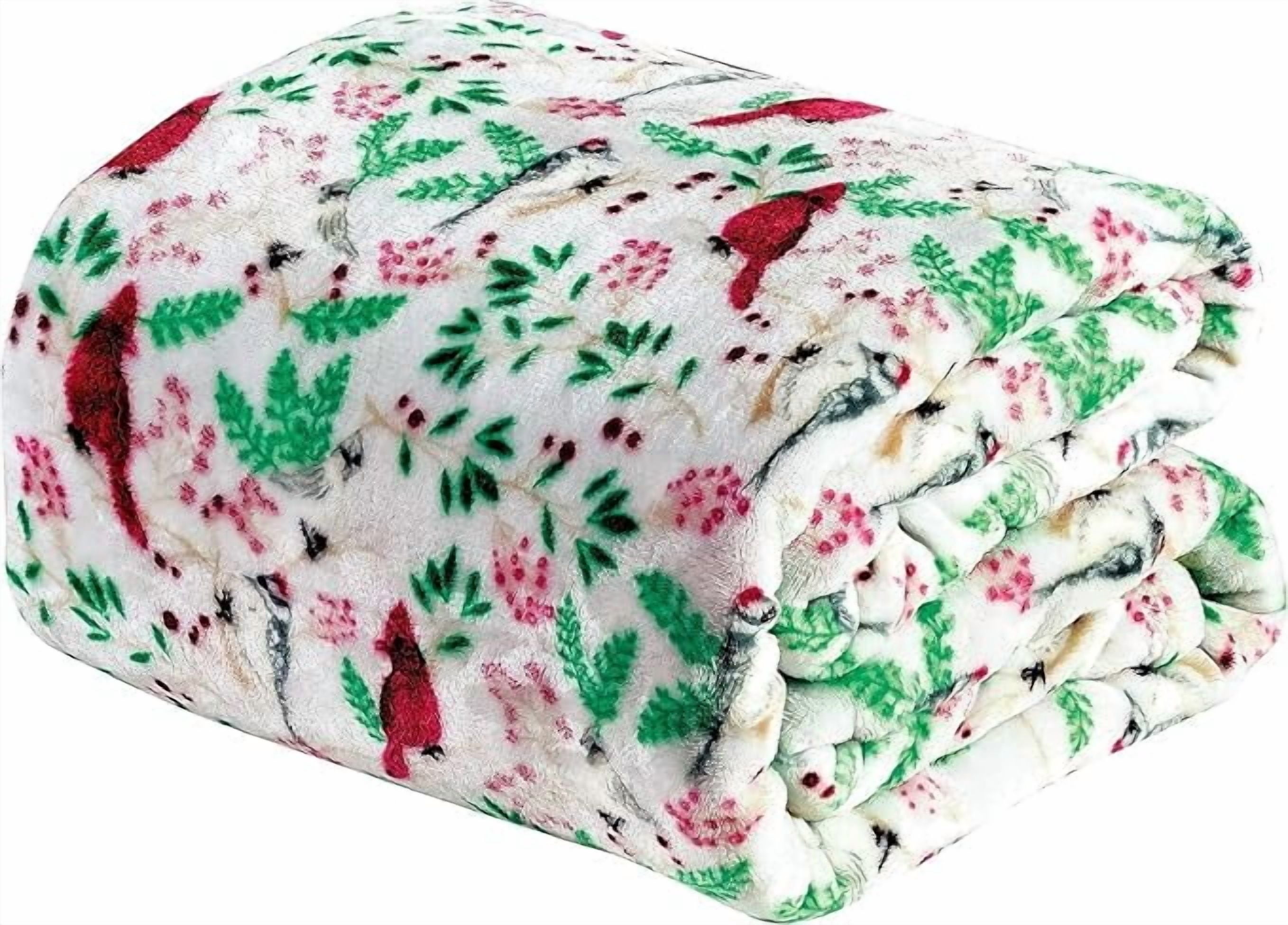 Elegant Comfort Lightweight Printed Throw Blanket- All Season, Soft, Cozy and Plush- Decorative Throw Blankets, Perfect for Lounging, 50 x 60 inches, Cardinal, Throw Blanket