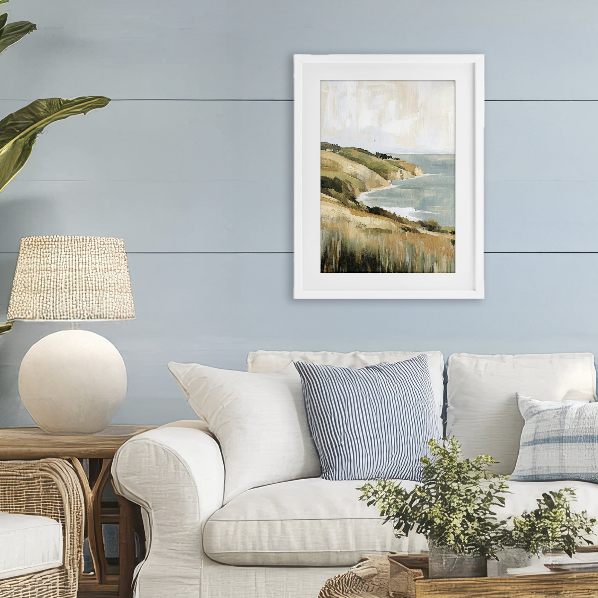 Stupell Industries Serene Cliff in Morning Light White Framed Print Under Glass, design by Petal Prints Design