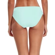 Ocean Blues Women's Full Coverage Bikini Bottom Low Rise Ruched Sides Swim Bottoms Blue Bathing Suit Bottoms