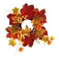 thumbnail image 2 of Coronas de velas en forma de anillo,Candelabro decorativo con anillos de vela de otoño,Corona de hojas de arce artificiales para Acción de Gracias,Anillo de vela de otoño para centro de mesa, 2 of 8