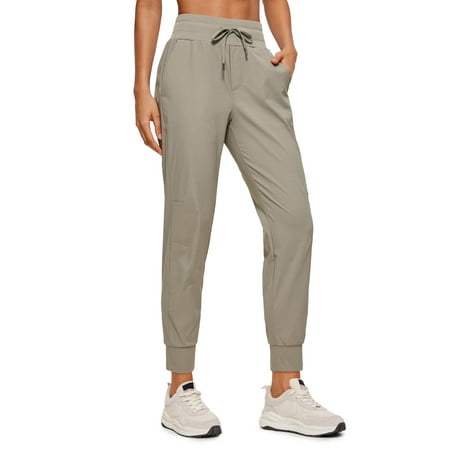 CRZ YOGA Athletic High Waisted Joggers for Women 27.5 Inches Hiking Pants with Pockets