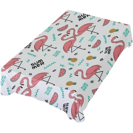 

Hyjoy Beautiful Tropical Pink Flamingo Pineapple Watermelon Rectangle Tablecloth Dinner Table Cover for Outdoor & Indoor Patio Picnic BBQ Holiday Party 54x54In