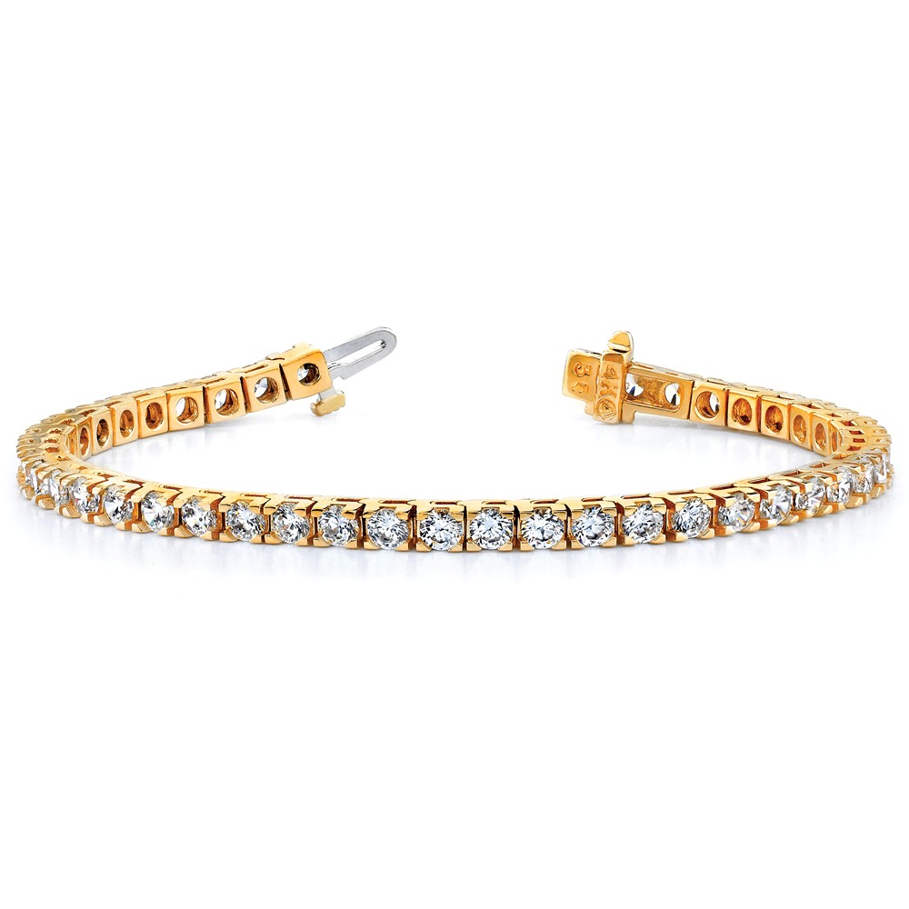 14K Yellow Gold bracelet Tennis Diamond Lab Grown Round 4 mm