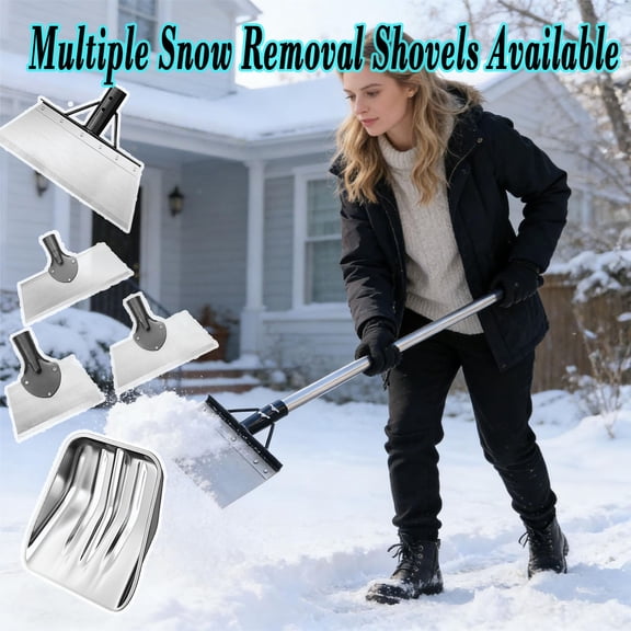 8.3" with 4ft Stainless Steel Rod Functional Cleaning Shovel with Handle, Heavy Duty Snow Removal Shovel Driveway Garden and Outdoor Use, Portable Cleaning Tool for Winter Ice Snow Clearing, HAODEJW