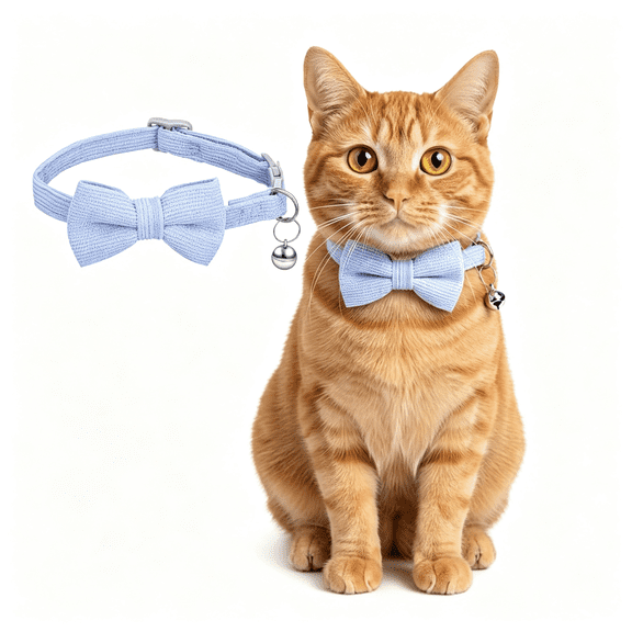 GASTROPOD Cat Collars for Boy Cats Breakaway Cat Bowtie Collar Adjustable|With Bell and Bow Tie Cats Bow Tie Male Kitten Collars for Boy Small Puppy Kitten Collar Boy (Blue)