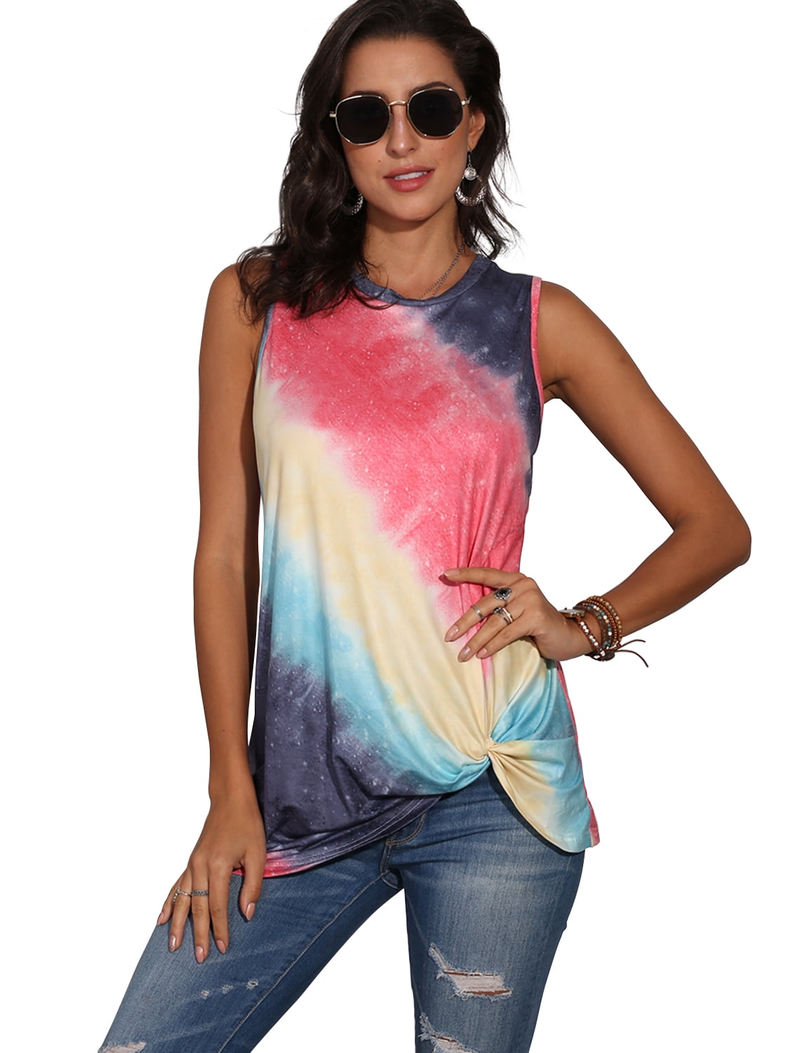 sleeveless round neck t shirt