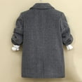 thumbnail image 4 of Boys Quilted Lined Wool Peacoat, Kids Double Breasted Mid Length Notch Lapel Overcoat Warm Fall Winter Tweed Outerwear Gray, 4 of 8