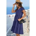thumbnail image 6 of Women's Casual V Neck Ruffle Sleeve Midi Dress Tiered Flowy Pocket Loose Fit Summer Beach Vacation Sundress, 6 of 7
