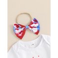 thumbnail image 5 of Musuos Baby Girls 4th of July Outfit 3 6 12 18M Letter Print Short Sleeves Romper and Tie-Dye Flare Pants Headband 3 Piece Clothes, 5 of 10
