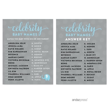 Celebrity Name Game Paris Bonjour Bebe Girl Baby Shower Game, 20-Pack
