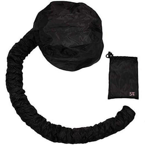S&T INC. Bonnet Hood Hair Dryer Attachment for Drying, Styling, Curling, and Deep Conditioning, Adjustable, Storage Bag Included, Black