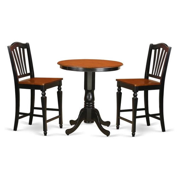 East West Furniture Jackson 3-piece Wood Dining Table Set in Black and Cherry