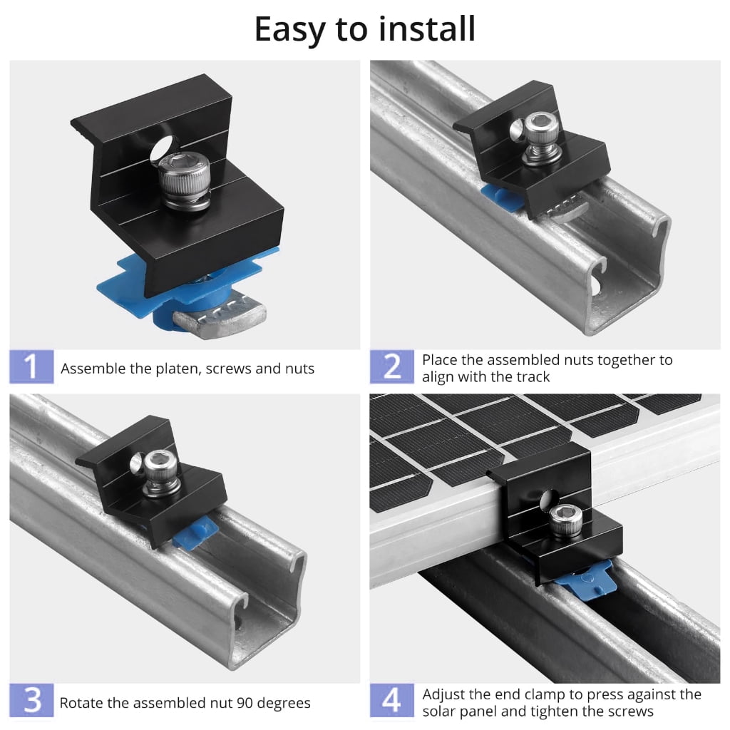 10Pcs Solar End Clamp Z Bracket for Solar Panel System Easy Installation