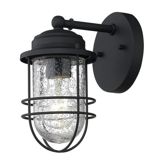 Seaport 1-Light Metal Outdoor Wall Sconce in Black