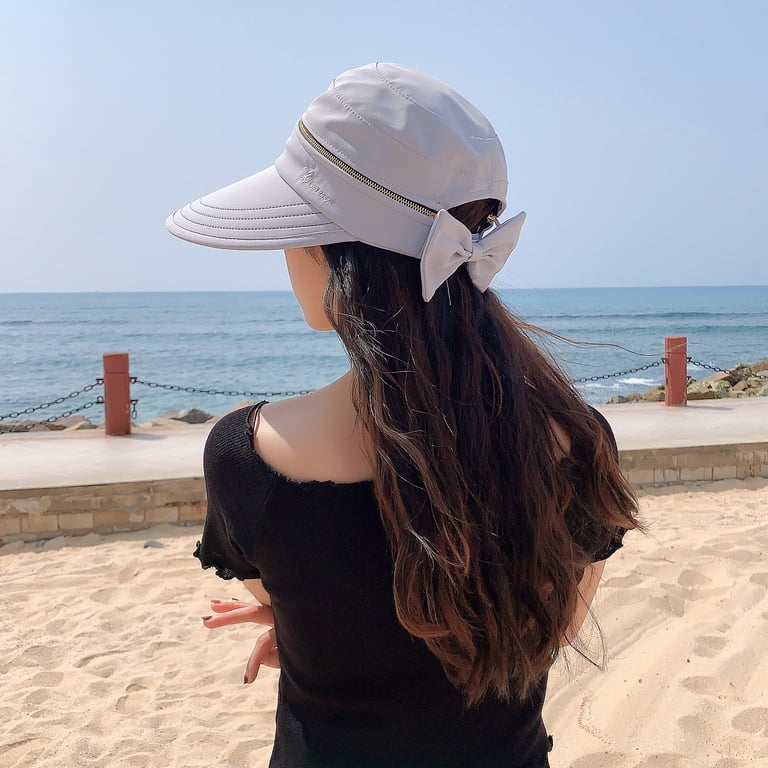 UV Protection Wide Brim Visor Hat - Ponytail Beach Hat Foldable Golf Visor Womens Sun Visor Hat Wide Brim Summer Sun Hats UPF 50+ UV  main image 4