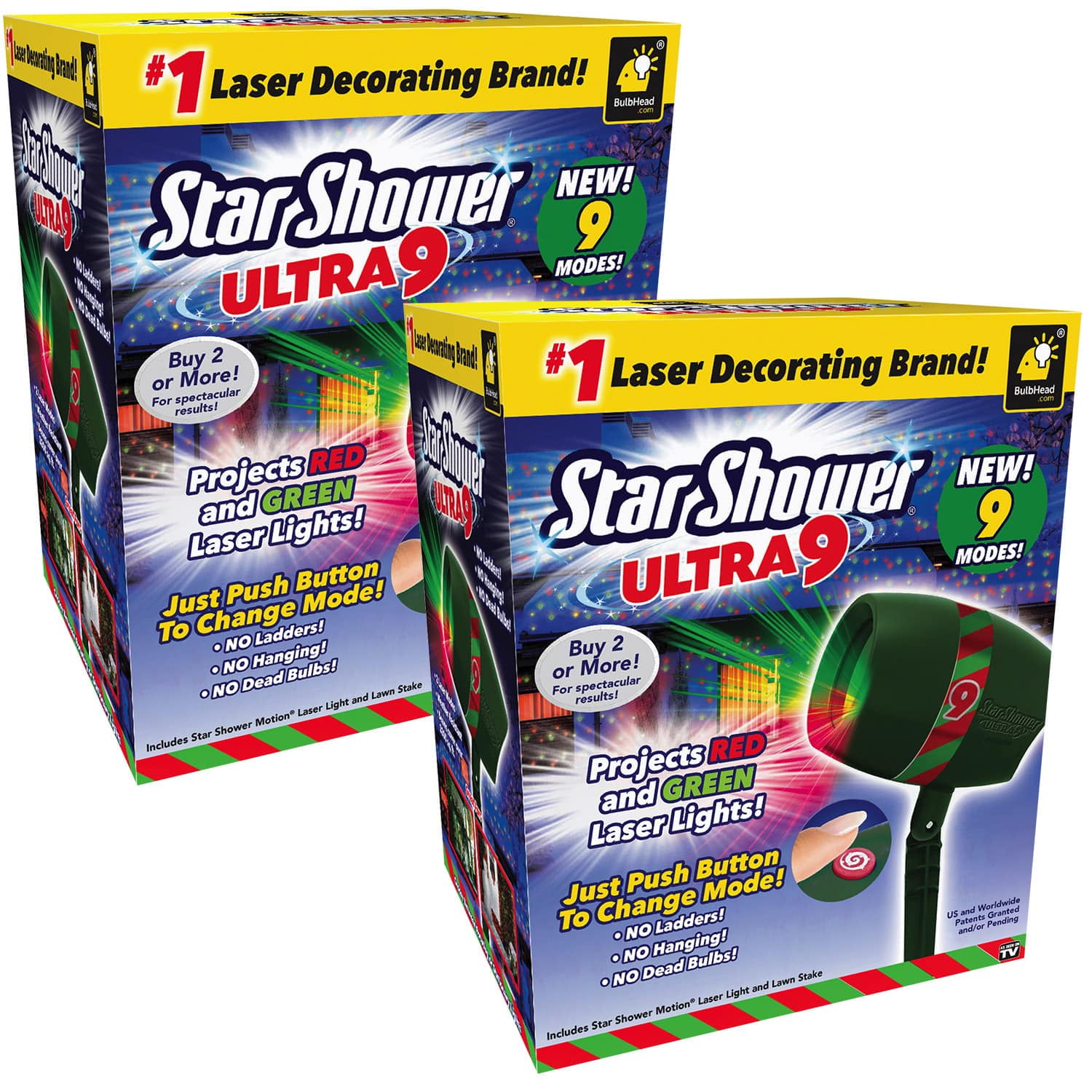 Star Shower Ultra 9, 2 Pack, ASSEENONTV, New 2022 Model w/ 9 Unique