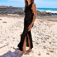thumbnail image 3 of MKLEKYY Tankini Maillots de Bain pour Femmes Robe Longue d'Été Plage Aguichant Col Rond Dos Nu Sans Manches Robe Smockée Fendue, 3 of 8