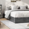 thumbnail image 4 of Minimalist Wooden Platform Bed Frame - Queen Size, Water-Washed Black, No Headboard, Sturdy Slat Support, No Box Spring Needed, Easy Assembly, 4 of 8