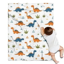 White Dinosaurs Geometric Plants Pattern Blanket,Comfortable Soft Lamb Wool Throw Blanket,All Season,Warm Lightweight Blankets for Sofa Bed Couch Living Room Chair,30"x40"