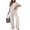 *Khaki, variant on ClodeEU Women's 2 Piece Casual Set ,Embroidered Short Sleeve Top and Wide Leg Pants ,Solid Color Lounge Outfit Beige,Women's Plus L