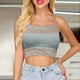 thumbnail image 2 of Top corto de encaje de color liso para mujer - Camisola con tirantes ajustables - Chaleco sexy informal, tejido de encaje - S-XXXL, 2 of 5