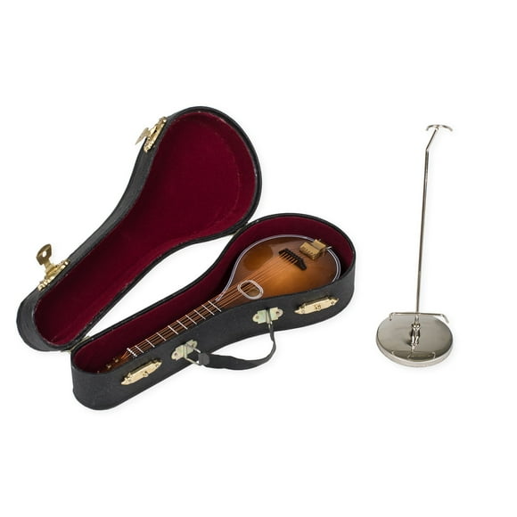 Broadway Gift Mandolin Miniature Replica Mahogany Tone 3 x 7 Resin Stone Tabletop Figurine