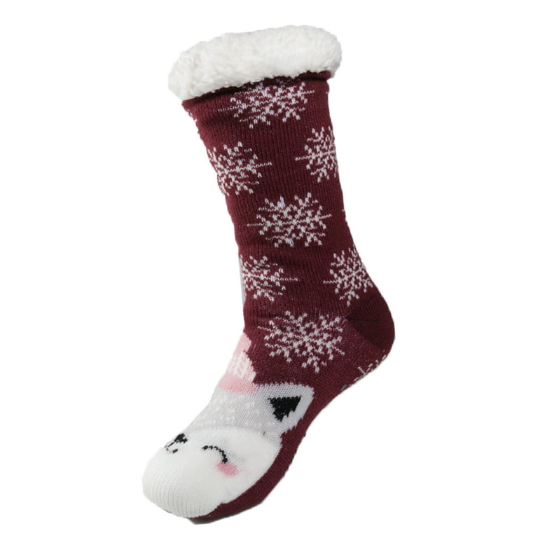  Maamgic Womens Knit Christmas Sherpa Slipper Socks Grippers  Warm Sweater Bootie Thick Fleece Ladies Female Fuzzy Winter Socks