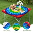 thumbnail image 4 of Colorful Tie Dye Circle Pattern Square Fitted Tablecloth with Elastic Edge,Square Table Cover,Washable Elastic Table Cover for Home Kitchen Party Decor 36"x36", 4 of 6