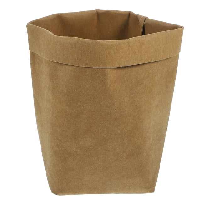 Conteneur en Papier Kraft Lavable Sac en Papier Décoratif Réutilisable Organisateur Cache-Pot Jouet pour Décoration et Rangement Taille P (Marron Clair)