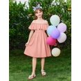 thumbnail image 6 of Arshiner Girls Summer Floral Ruffle Sundress Cold Shoulder Casual Holiday Dresses, 6 of 6