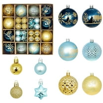 CuiLiyq Christmas Ball Ornaments, 44 PCS Shatterproof Christmas Hanging Balls Set for Xmas Tree DIY Craft Gifts, for Home Holiday Wedding Party Decorations (Blue, Gold)