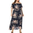 thumbnail image 4 of Lenago Womens Plus Size Summer Dresses 2026 Party Boho Print Maxi Long Dress V-Neck Short Sleeve One Shoulder Dress for Wedding Guest, 4 of 9