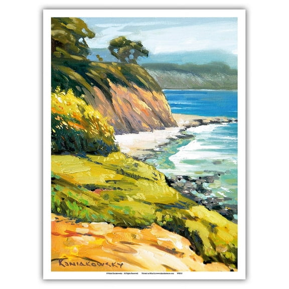Carpinteria Bluffs - California Coastal Landscape - From an Original Color Painting by Wade Koniakowsky - Master Art Print (Unframed) 9in x 12in