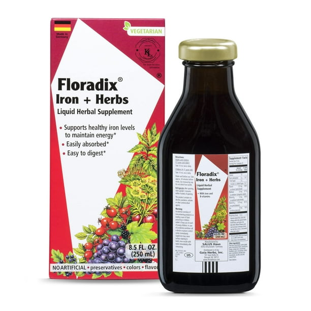 Floradix, Iron & Herbs Vegetarian Liquid Supplement, Energy Support for