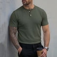thumbnail image 2 of Golf Shirts for Men Short Sleeve,Mens Cotton Henley T-Shirts Short Sleeve Solid Color Casual Basic Tees Work Shirts with Buttons, 2 of 7