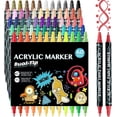 thumbnail image 1 of Plumones Acrilicos Doble Punta, Rotuladores de Pintura Acrílica, Marcadores Acrilicos de Pintura Premium para Vidrio, Tela, Manualidades, 1 of 4