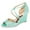 Turquoise, variant on XYD Women Sandals Peep Toe Crisscross Strap Rhinestones Studs Wedge High Heel Wedding Party Dress Shoes Size 7 Beige