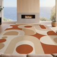 thumbnail image 2 of Design&I 8'x10' Washable Area Rug Beige Terracotta Geometric Arch Design Retro Abstract with Circles and Arches for King Size Bedroom, Under Bed, Sleek Flatweave Pet Friendly, 2 of 7