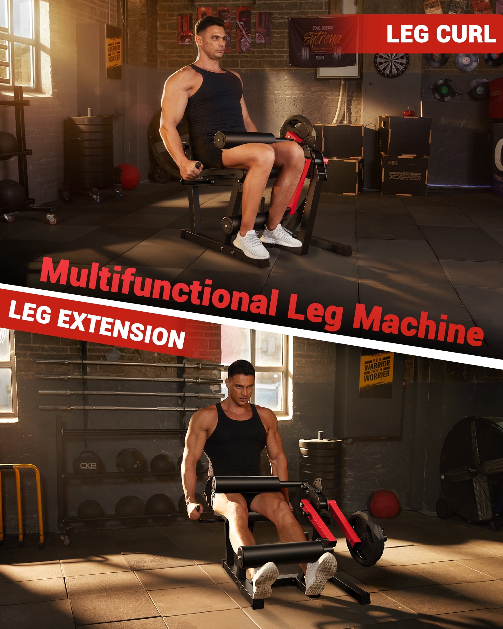 Leg Extension and Curl Machine for Home Gym, 700LB Adjustable Leg Curl Machine for Lower Body Workouts, Seated Leg Workout Equipment Compatible with 1'' and 2'' Weight Plates