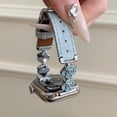 thumbnail image 3 of Floral Design Denim Band for Apple Watch 42(Series 1/2/3)/44/45/46/49mm, Elegant Metal Buckle Strap for Women Girls, Compatible with iWatch Series 1/2/3/SE/4/5/6/7/8/9 & Ultra, Lightblue Silver, 3 of 8