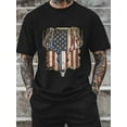 thumbnail image 5 of Men's T-Shirt American Flag Deer Skull Retro Short Sleeve Casual Tee Classic Crew Neck T-Shirt for Men, M, 5 of 6